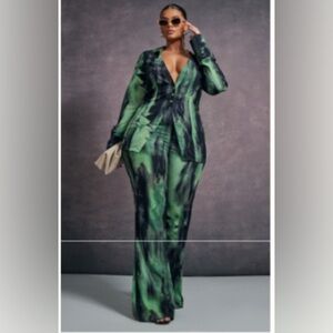 PrettyLittleThing Green and Black Tie-Dye Set